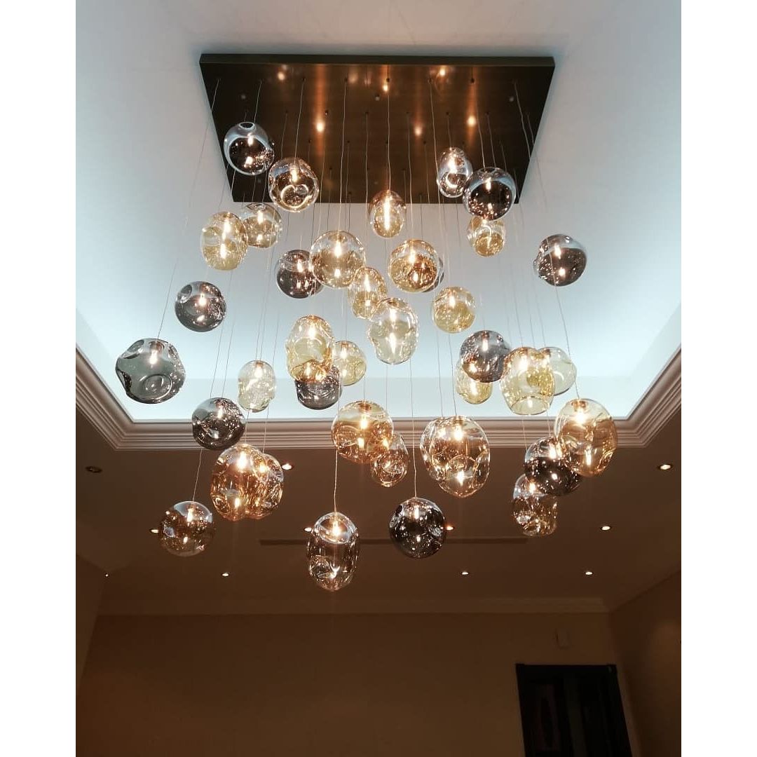 Zara Square Rainfall / Waterfall Glass Globe / Bubble Chandelier - Italian Concept