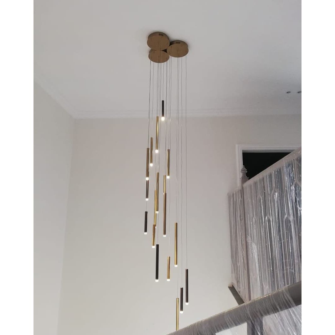 Bellini Round Metal Tubular Pendant Light Chandelier - Italian Concept - 