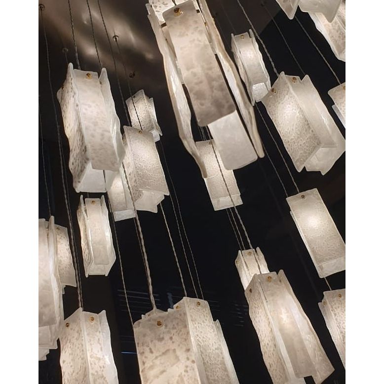 Rain Square Cluster Glass tile Pendant Chandelier - Italian Concept - 