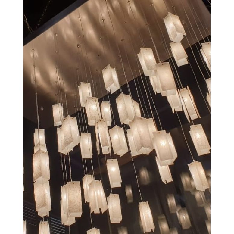 Rain Rectangular Cluster Glass tile Pendant Chandelier - Italian Concept - 