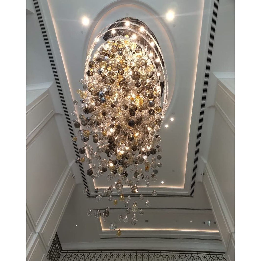 Zara Round Rainfall / Waterfall Glass Globe / Bubble Chandelier - Italian Concept - 