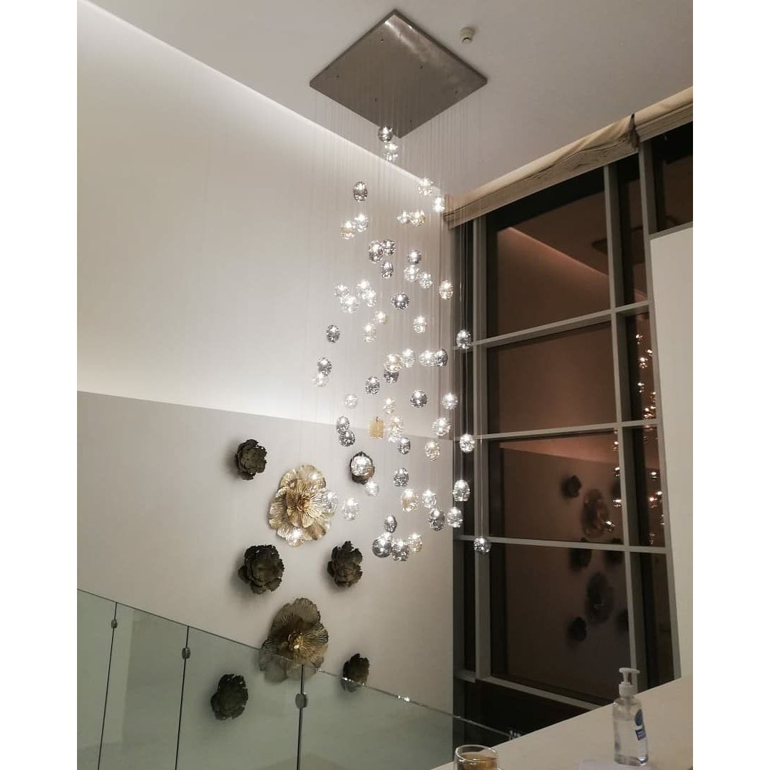 Zara Round Rainfall / Waterfall Glass Globe / Bubble Chandelier - Italian Concept - 