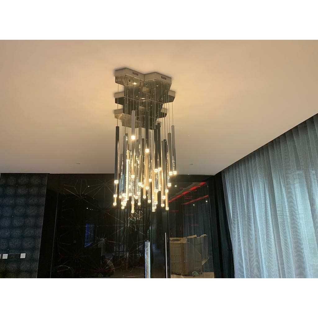 Bellini Square Tri-Tone Tubular Pendant Light Chandelier - Italian Concept - 