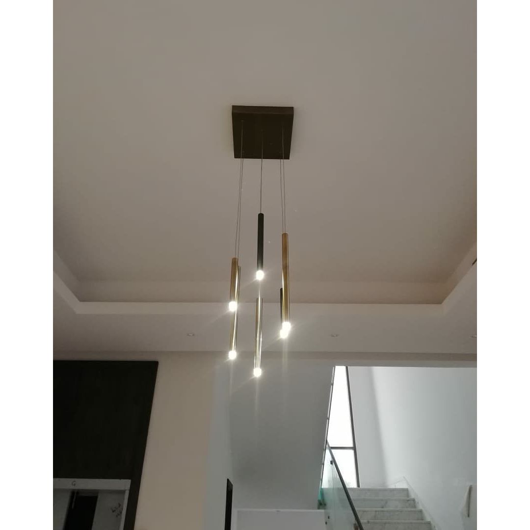 Bellini Rectangular Tri-Tone Tubular Pendant Light Chandelier - Italian Concept - 