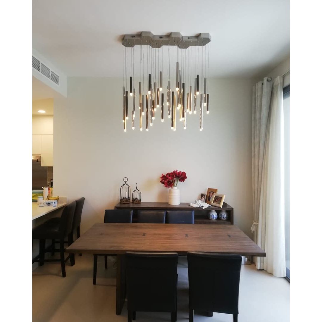 Bellini Square Tri-Tone Tubular Pendant Light Chandelier - Italian Concept - 