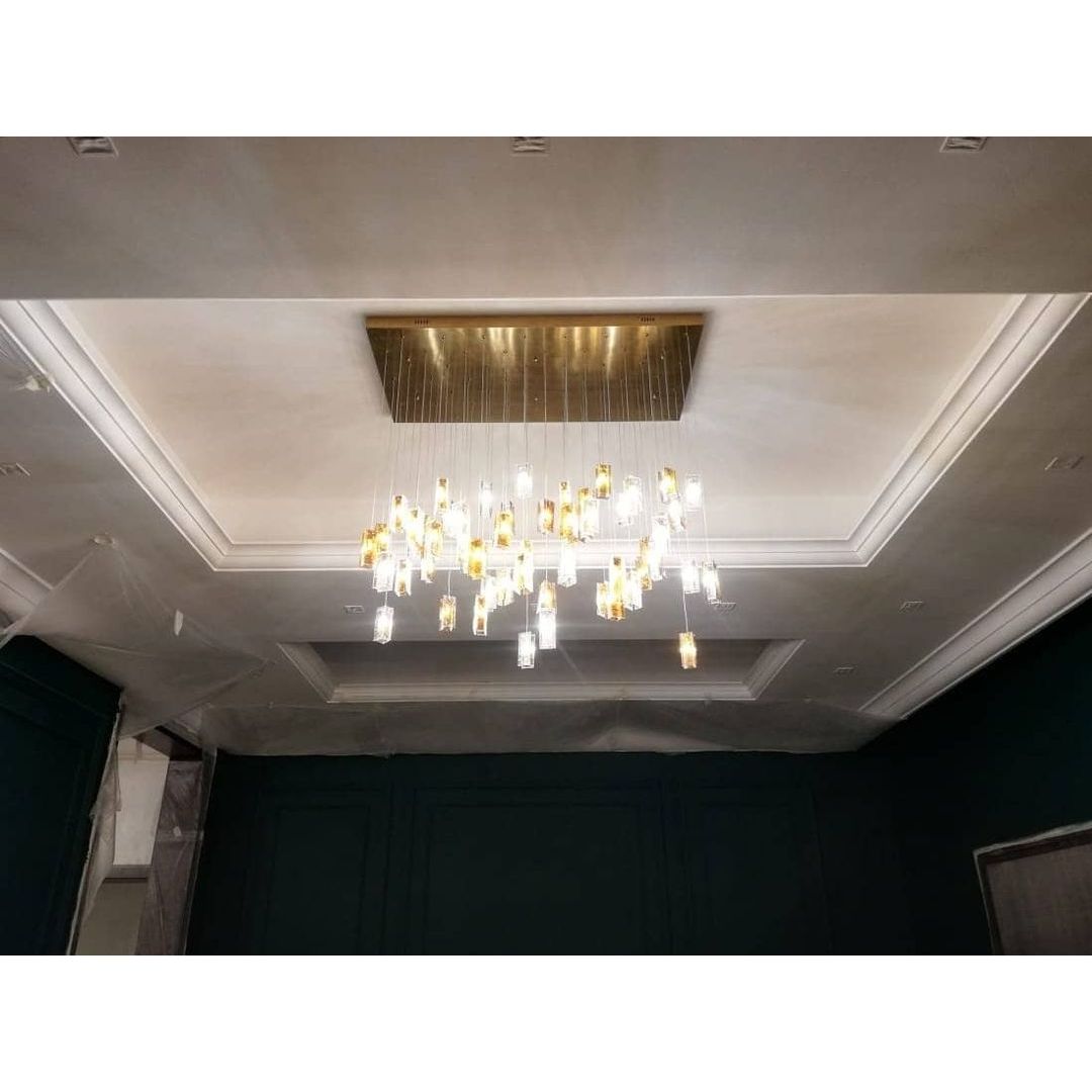 Rain Rectangular Cluster Glass tile Pendant Chandelier - Italian Concept - 