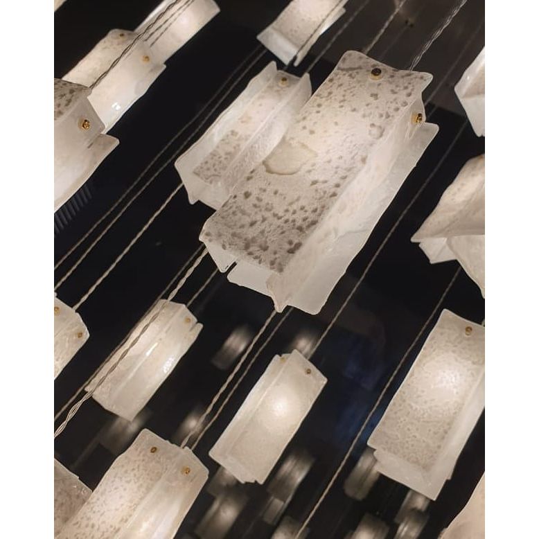 Rain Round Cluster Glass tile Pendant Chandelier - Italian Concept - 