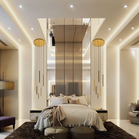 Bellini Round Tri-Tone Tubular Pendant Light Chandelier - Italian Concept - 