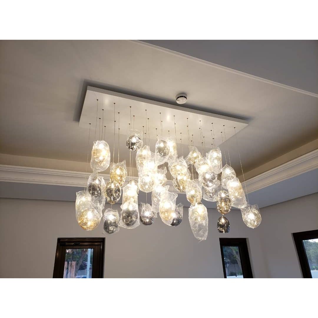 Zara Square Rainfall / Waterfall Glass Globe / Bubble Chandelier - Italian Concept