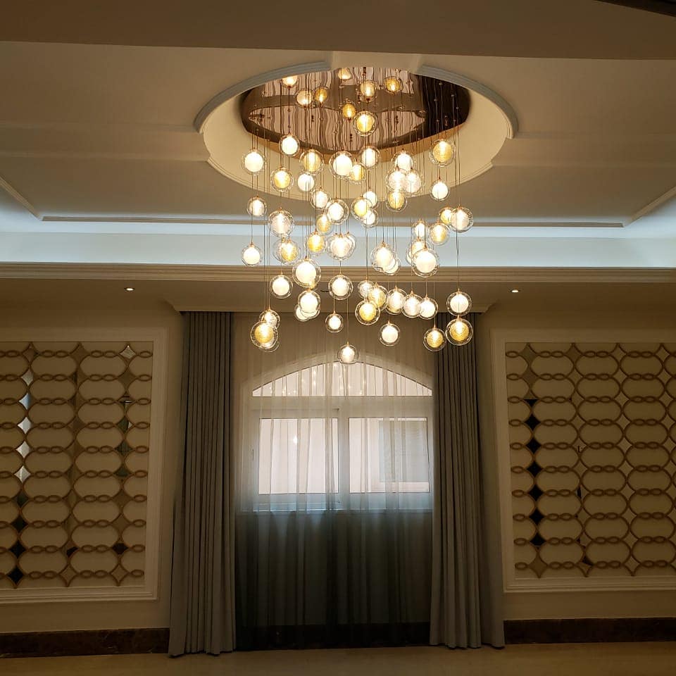 Zara Square Rainfall / Waterfall Glass Globe / Bubble Chandelier - Italian Concept