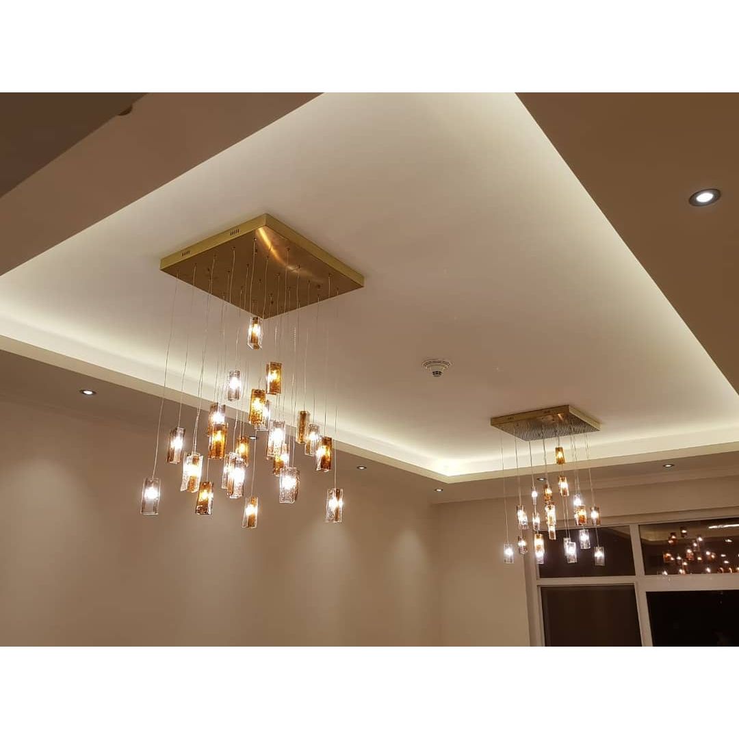 Rain Rectangular Cluster Glass tile Pendant Chandelier - Italian Concept - 