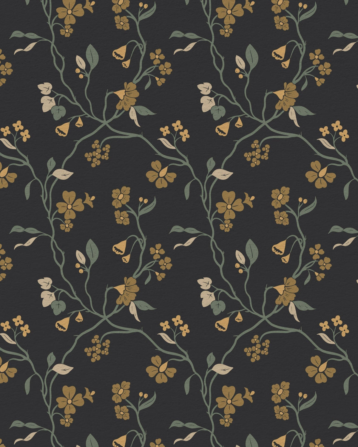 Lunaria Vine Wallpaper in Iron Slate