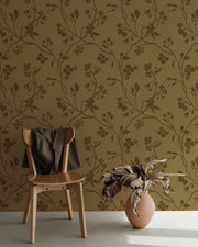Lunaria Vine Wallpaper in Ochre Bloom