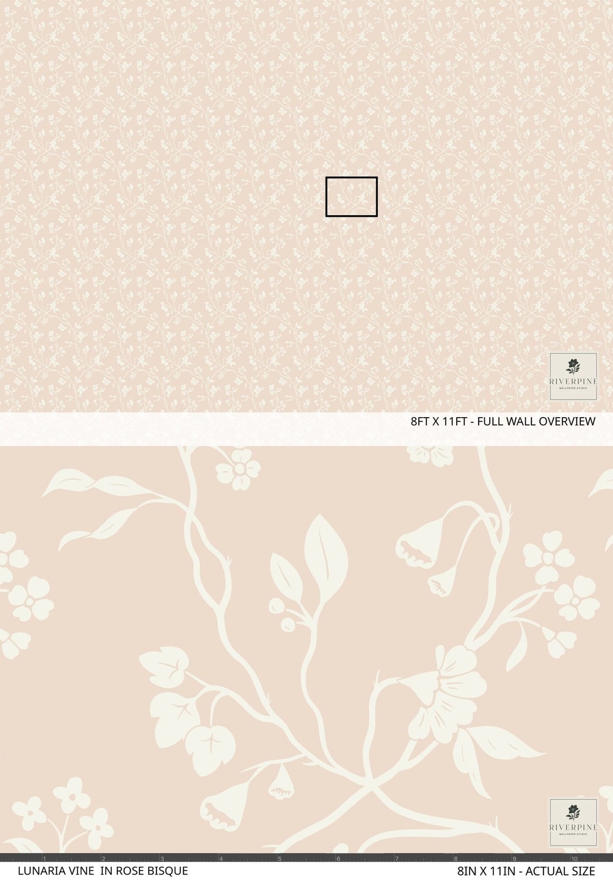 Lunaria Vine Wallpaper in Rose Bisque