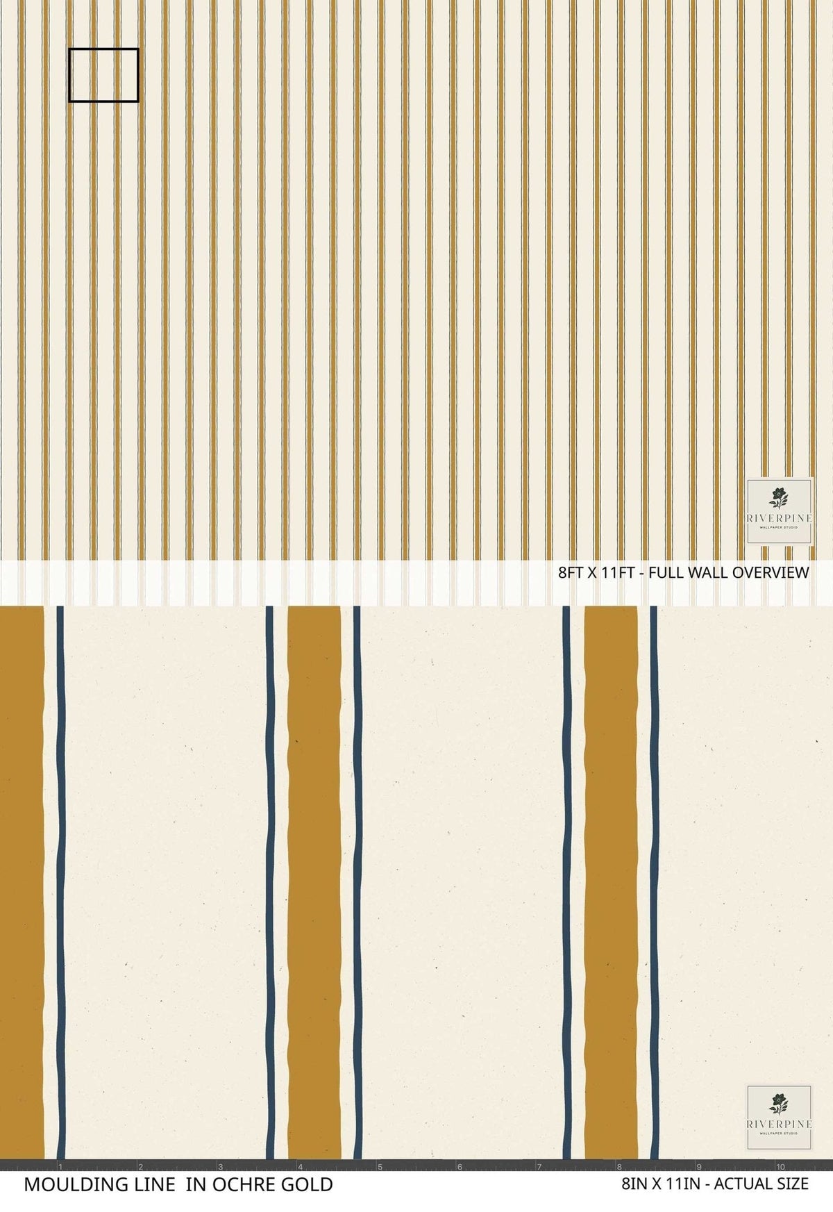 Moulding Line Wallpaper in Ochre Gold