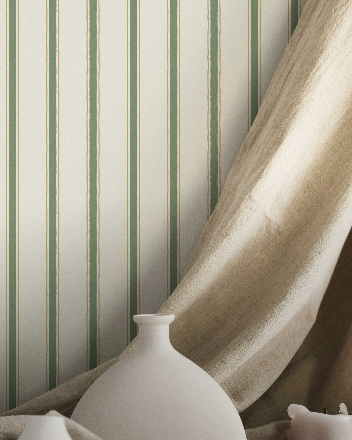 Moulding Line Wallpaper in Soft Sage