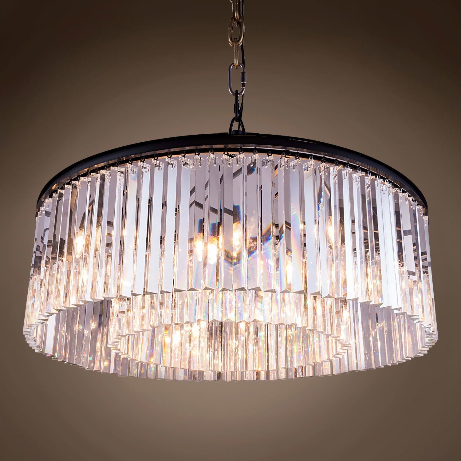 Apex Odeon 1-Tier Round Fringe Crystal Prism Chandelier - Italian Concept - 
