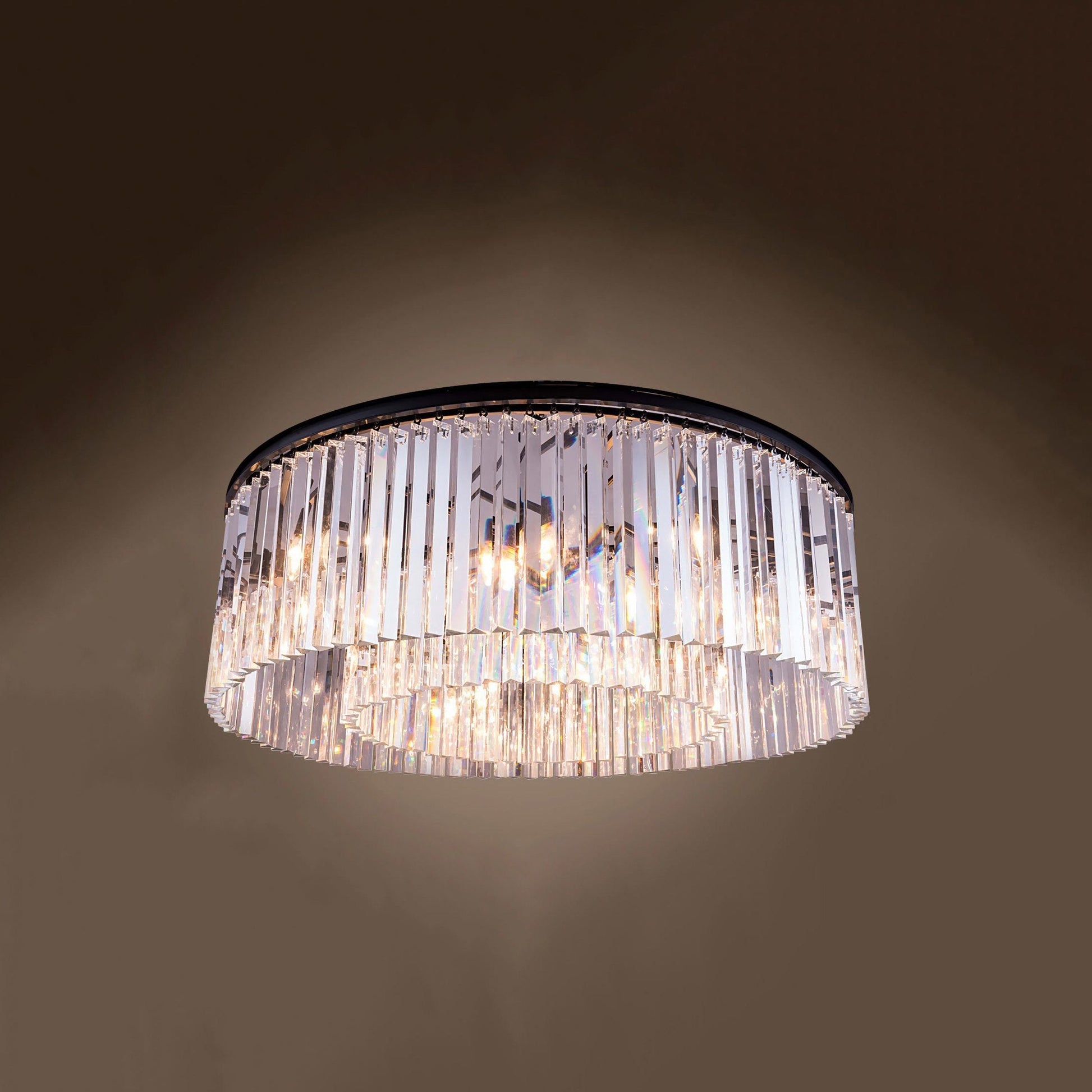 Apex Odeon Flushmount 1-Tier Odeon Crystal Fringe Chandelier - Italian Concept - 