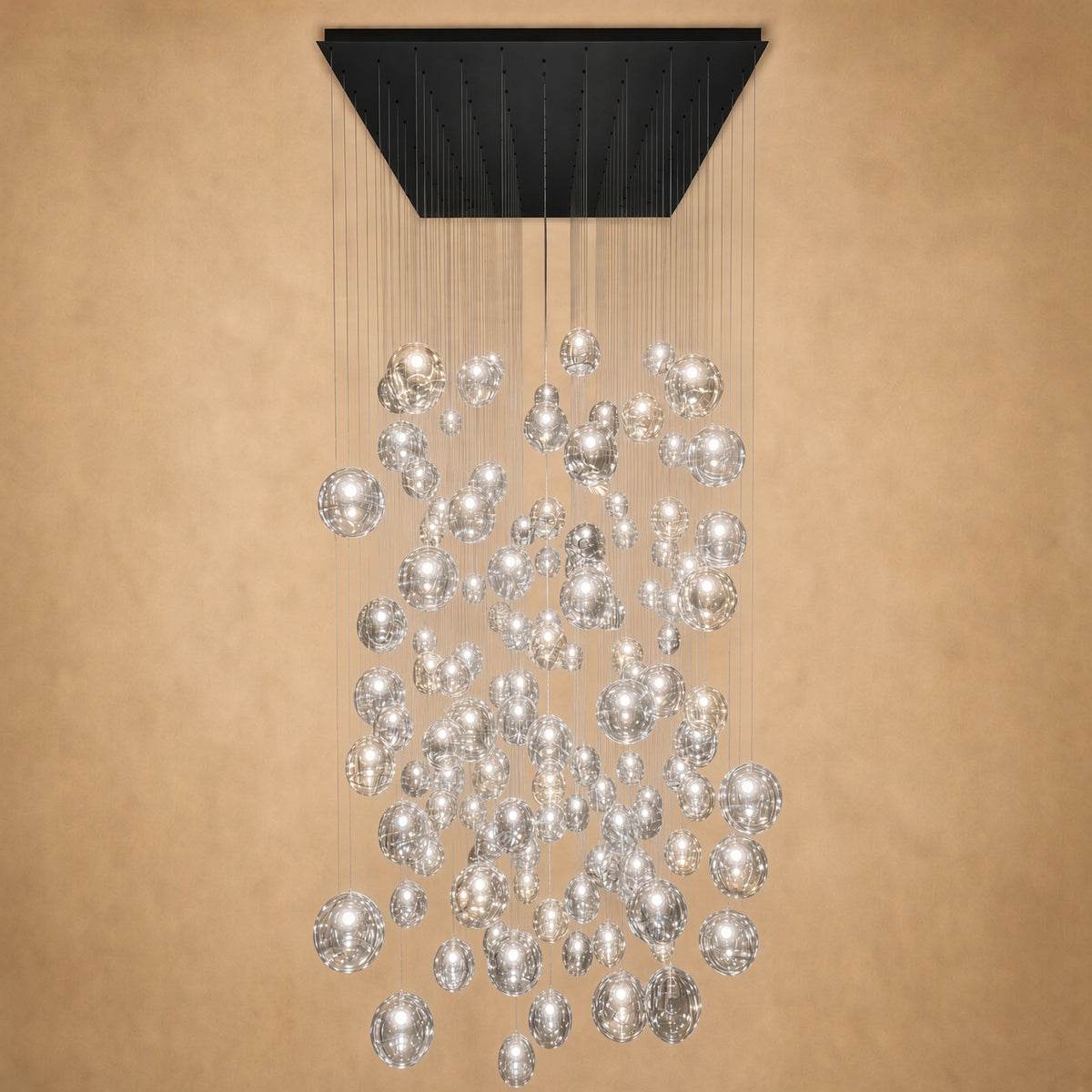 Zara Square Rainfall / Waterfall Glass Globe / Bubble Chandelier