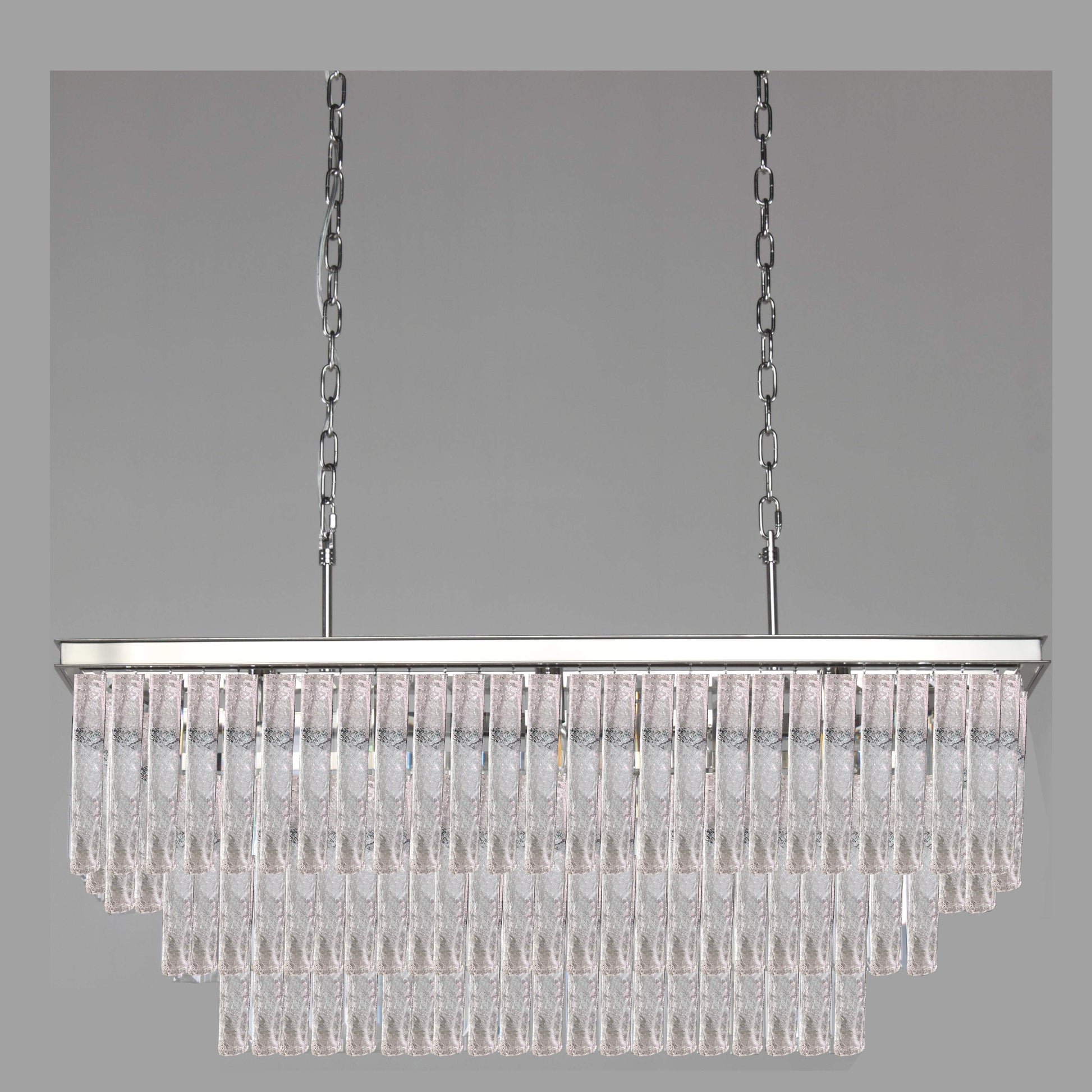 Seline 3-Tier Rectangular Cracked Textured Glass Chandelier - Italian Concept