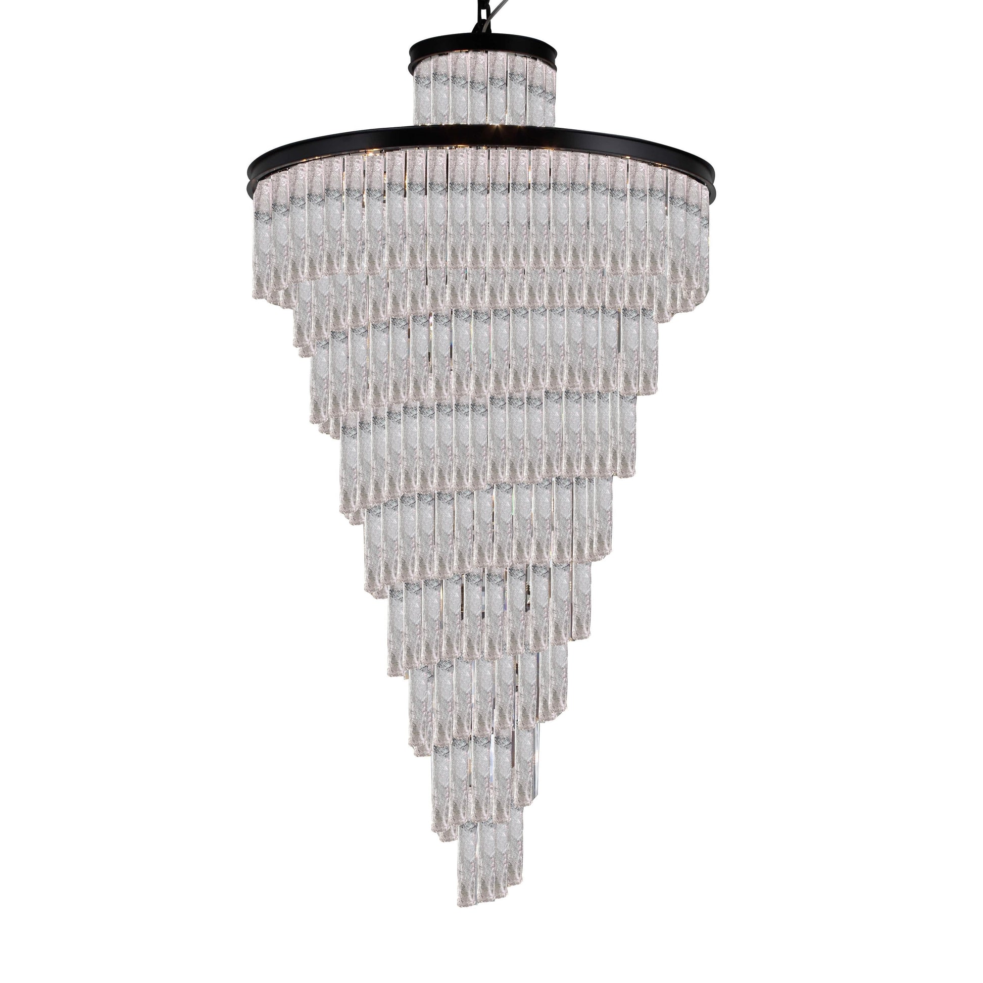 Seline Spiral Tiered/ Layered Cracked Textured Glass Chandelier - Italian Concept - 