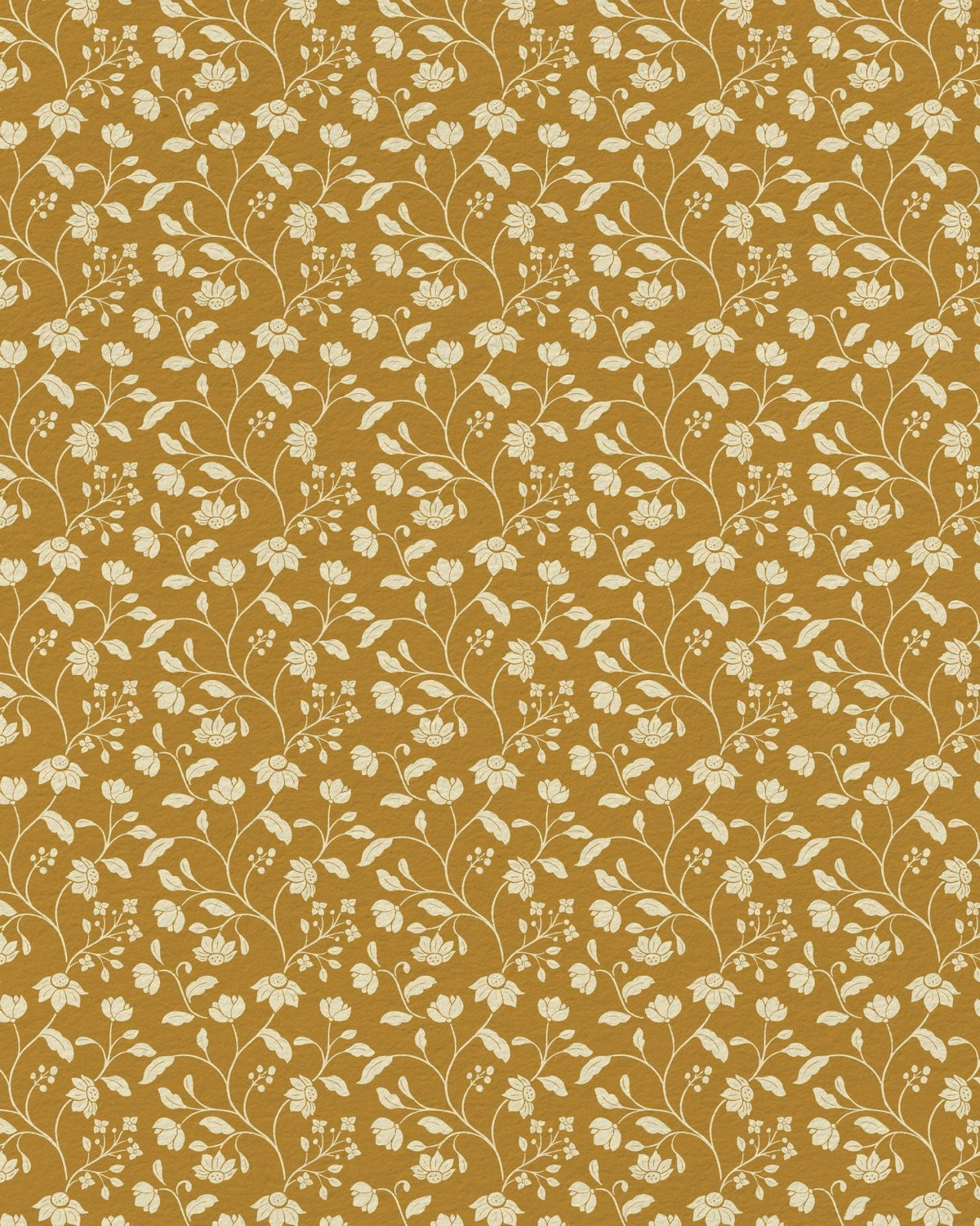 Wild Geranium Wallpaper in Mustard Fern