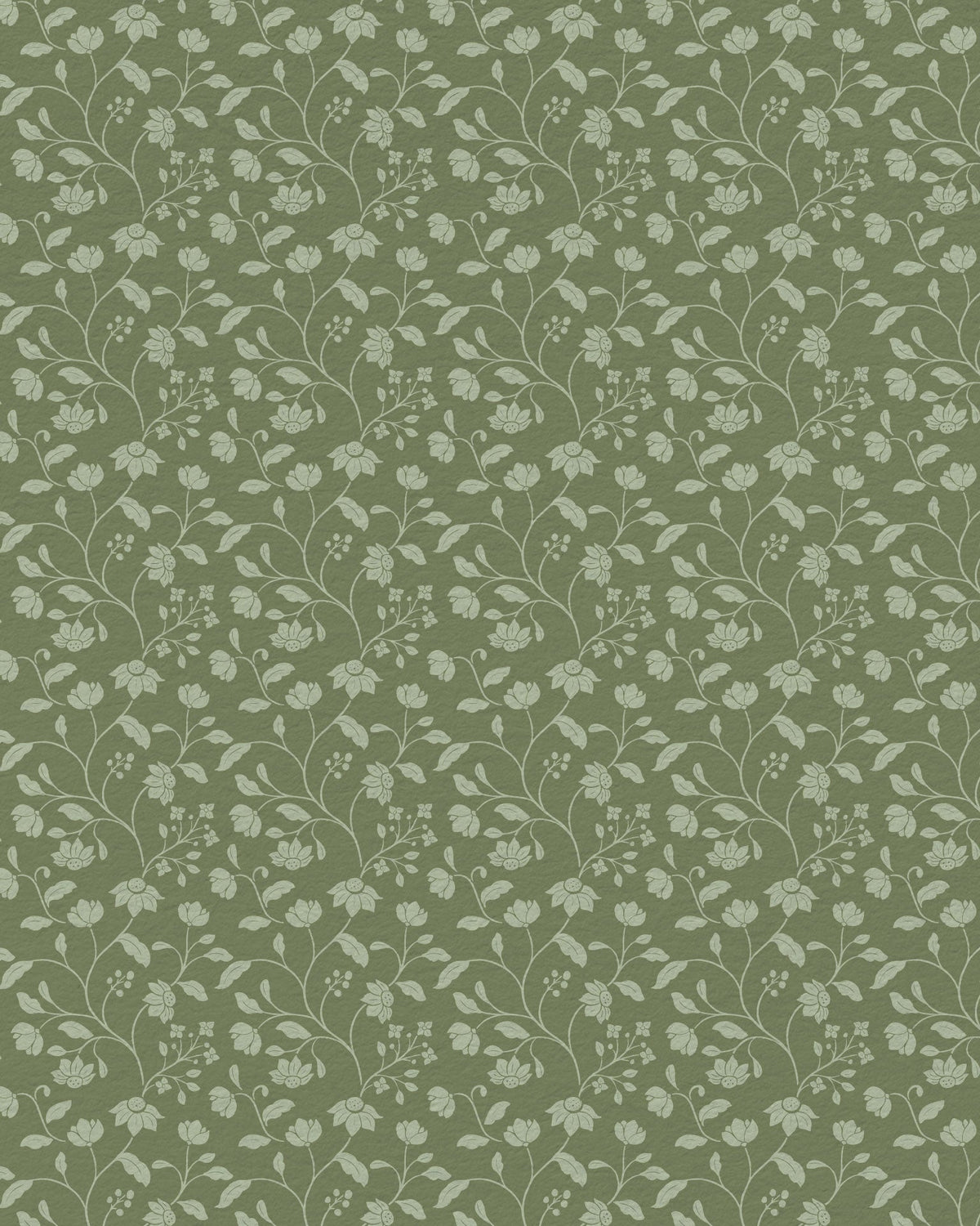 Wild Geranium Wallpaper in Rustic Olive