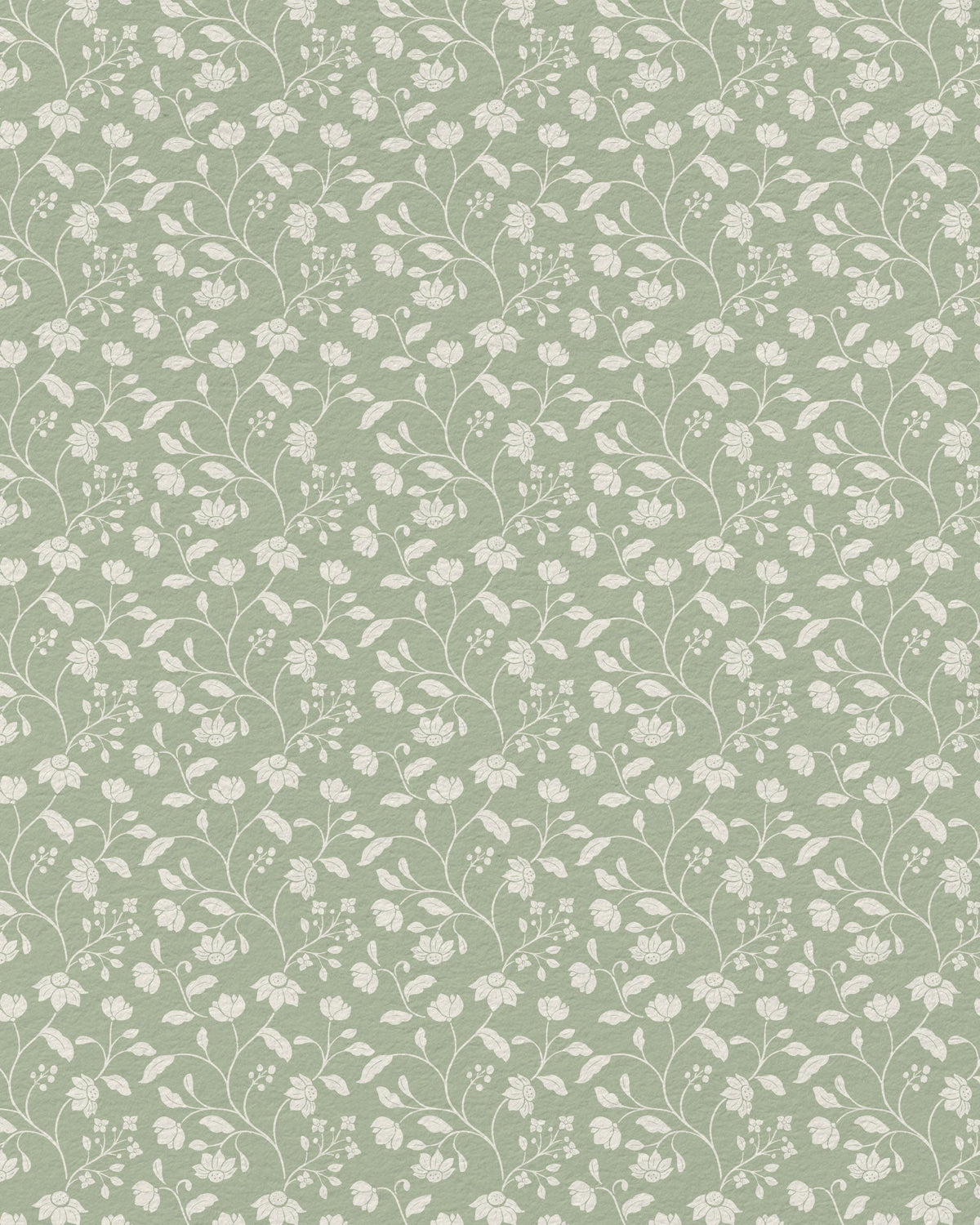 Wild Geranium Wallpaper in Soft Sage