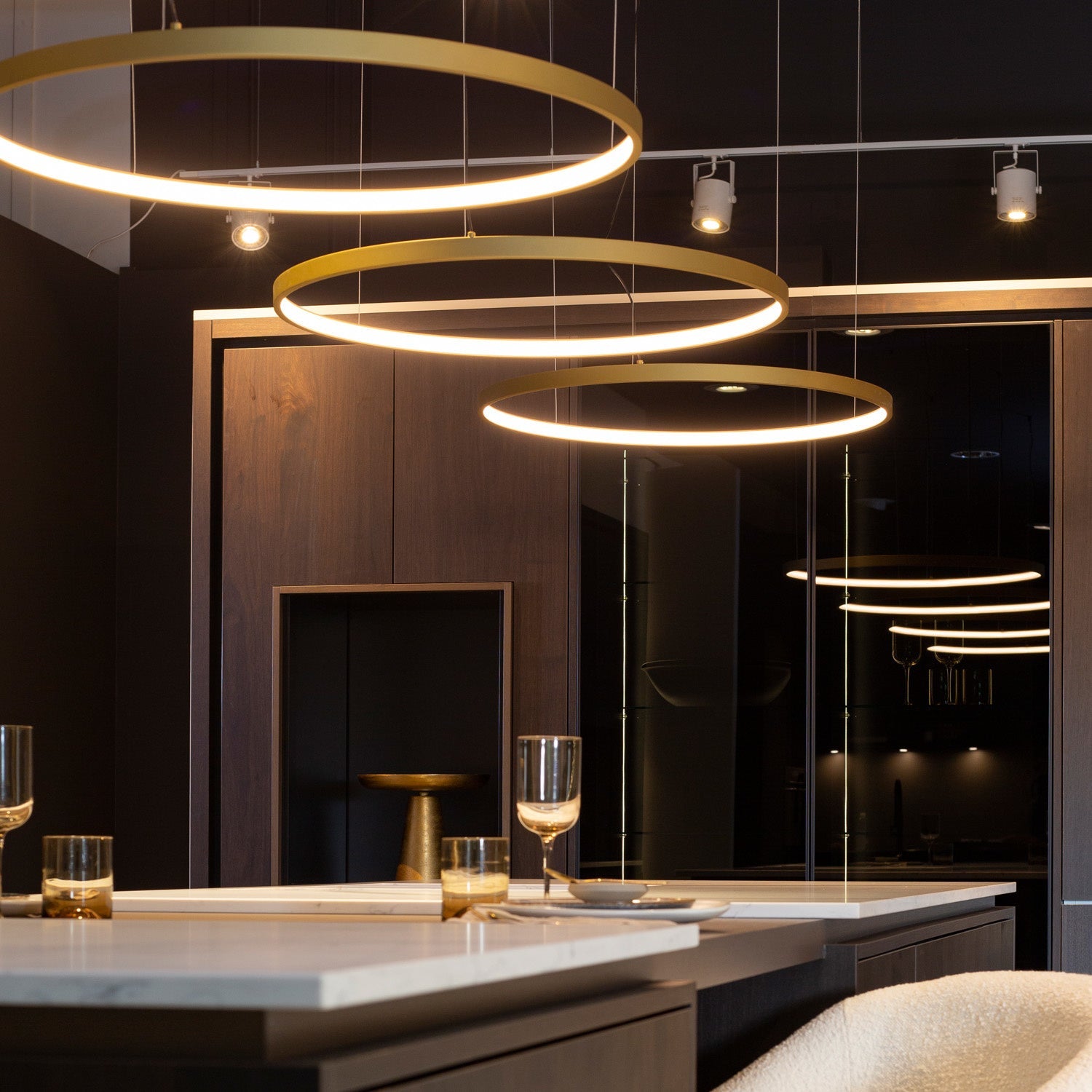Liana Round 4-Ring Cascade LED Chandelier - Italian Concept
